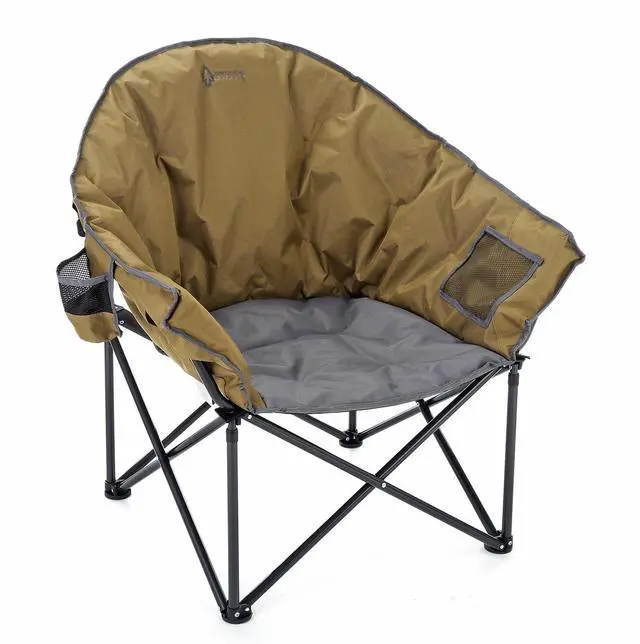 Alt view image 8 of 8 - ARROWHEAD OUTDOOR Oversized Heavy-Duty Club Folding Camping Chair w/External Pocket, Cup Holder, Portable, Padded, Moon, Round, Saucer, Supports 330lbs, Carrying Bag, USA-Based Support