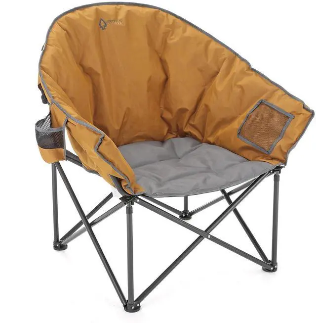 Alt view image 8 of 8 - ARROWHEAD OUTDOOR Oversized Heavy-Duty Club Folding Camping Chair w/External Pocket, Cup Holder, Portable, Padded, Moon, Round, Saucer, Supports 330lbs, Carrying Bag, USA-Based Support