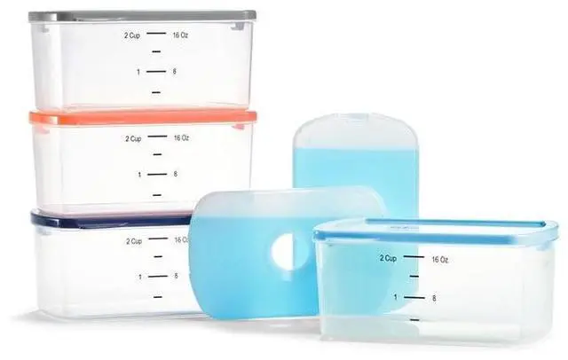 Alt view image 2 of 2 - Fit & Fresh 2-cup Portion control container Set with Reusable Ice Packs, Multicolor (Set of 4)