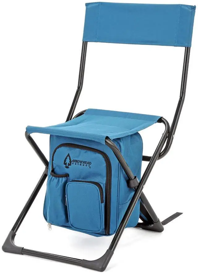 Alt view image 8 of 8 - ARROWHEAD OUTDOOR Multi-Function 3-in-1 Compact Fishing Chair: Backpack, Stool & Insulated Cooler, w/ Bottle Holder & Storage Bag, External Pockets, Backrest, Camp, Hiking, Heavy-Duty, USA-Based
