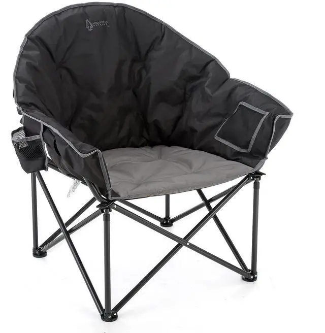 Alt view image 8 of 8 - ARROWHEAD OUTDOOR Oversized Heavy-Duty Club Folding Camping Chair w/External Pocket, Cup Holder, Portable, Padded, Moon, Round, Saucer, Supports 330lbs, Carrying Bag, USA-Based Support