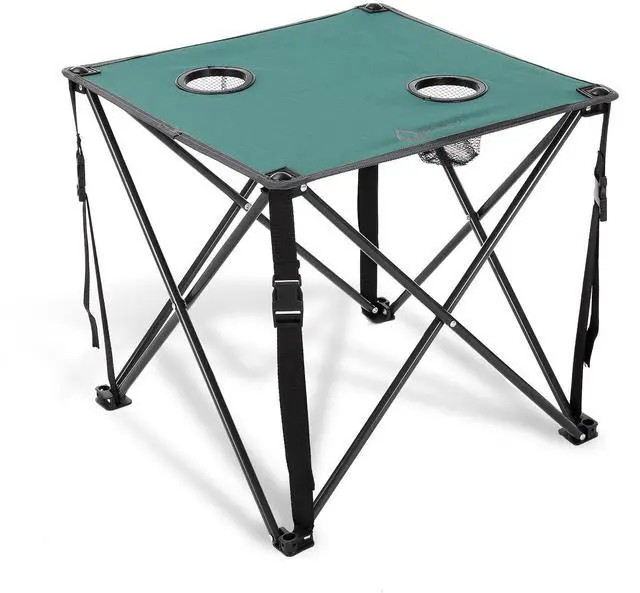 Alt view image 8 of 8 - ARROWHEAD OUTDOOR Heavy-Duty Portable Camping Folding Table, 2 Cup Holders, Compact, Square, Carrying Case Included, Steel Frame, High-Grade 600D Canvas, USA-Based Support, Green