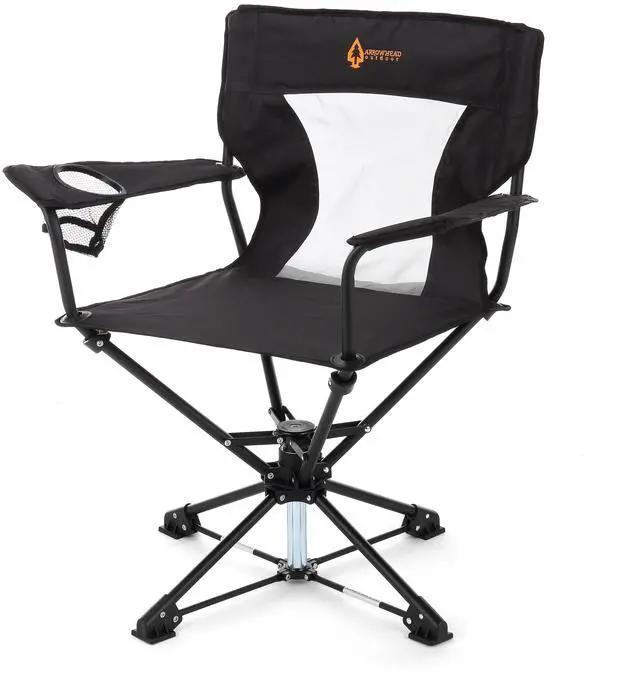 Alt view image 8 of 8 - ARROWHEAD OUTDOOR 360° Degree Swivel Hunting Chair w/Armrests, Perfect for Blinds, No Sink Feet, Supports up to 450lbs, Steel Frame, Fishing, High-Grade 600D Canvas, Black