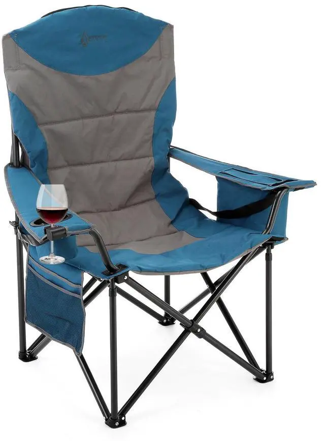 Alt view image 8 of 8 - ARROWHEAD OUTDOOR XXL Folding Padded Camping Chair w/Cup & Wine Holder, Armrest Cooler, Support up to 600 lbs