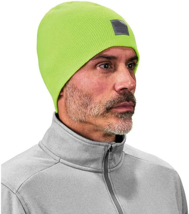 Alt view image 8 of 15 - ERGODYNE 6812 Lime Ribbed Knit Beanie,PK6