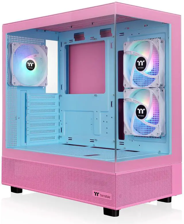 Alt view image 9 of 15 - Thermaltake View 270 Plus TG ARGB Mid Tower Chassis; 3x120mm ARGB Lite Fans Included; 360mm Radiator Support; 420mm GPU Clearance; 180mm Air Cooler Max Height; Bubble Pink; CA-1Y7-00MAWN-00