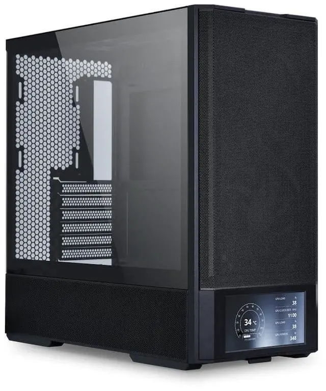 Alt view image 8 of 8 - Lian Li LANCOOL 207 Digital ATX Computer Case w/ Integrated LCD Screen, Mesh-Centric Panels Mid-Tower PC Case w/ 2 x 140x40x30mm PWM Fans, 2 x 140mm Fans Pre-Installed, Side or Rear Mount PSU