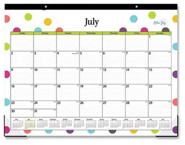 Main image of 2025-2026 Blue Sky Monthly Desk Pad Planning Calendar, 22" x 17", TCH Dots, July 2025 To June 2026, 105496
