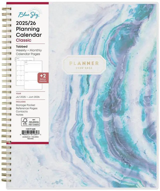 Main image of 2025-2026 Blue Sky Weekly/Monthly Academic Planner, 8-1/2" x 11", Gemma Frosted, July 2025 To June 2026, 118177
