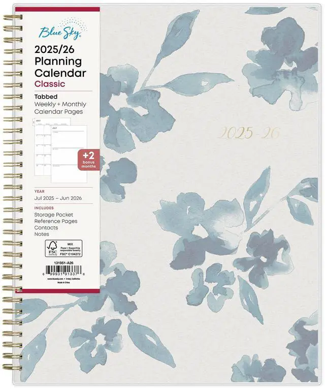 Main image of 2025-2026 Blue Sky Weekly/Monthly Academic Planner, 8-1/2" x 11", Bakah Blue Frosted, July 2025 To June 2026, 131951