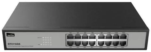 Alt view image 8 of 8 - Netis ST3116GS 8 Port 16 Port Unmanaged 10/100/1000M Gigabit Ethernet Rackmount Switch | Plug-and-Play and Effective Power Saving Technology Support Auto MDI/MDIX Function