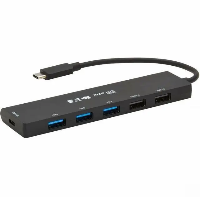 Alt view image 8 of 8 - Eaton Tripp Lite Series 6-Port Slim USB Hub, USB 3.2 Gen 2 (10 Gbps) and USB-A 2.0 Hub Ports, USB-C Connector with USB-A Adapter, Black - USB Type C - 1.25 GB/s, 60 MB/s - Notebook, Desktop, Tablet, S