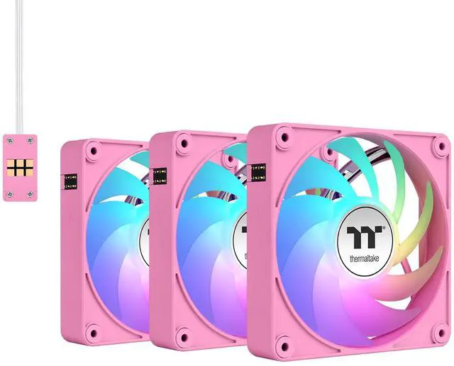 Alt view image 14 of 14 - Thermaltake CT120 EX Reverse ARGB Sync PC Cooling Fan 3 Pack, 500~2000 RPM, 5V Mobo Sync, 16.8 Million Colors 9 LEDs, MagForce 2.0 Connectors, Hydraulic Bearing, Bubble Pink, CL-F225-PL12PK-A