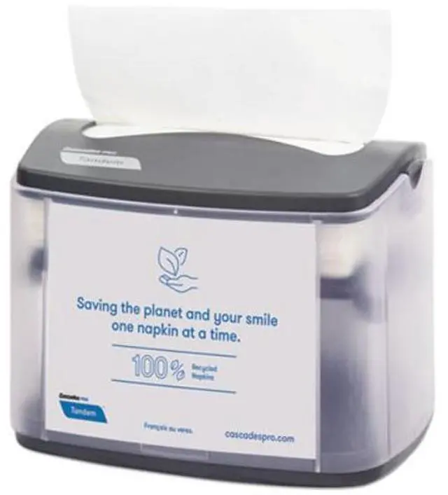 Alt view image 2 of 2 - Cascades Tandem Tabletop Napkin Dispenser 6.1 x 8.16 x 6.3 Gray 4/Carton C402