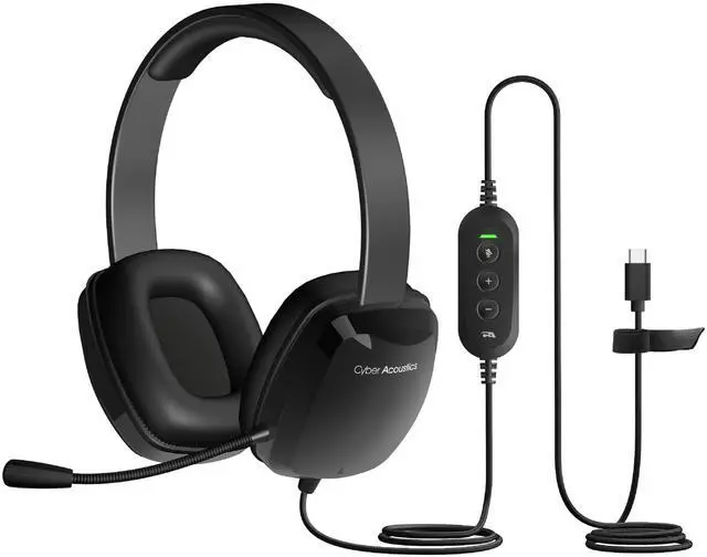 Alt view image 8 of 8 - Cyber Acoustics AC-6014 USB-C Durable Headset Ideal for Grades 6-12