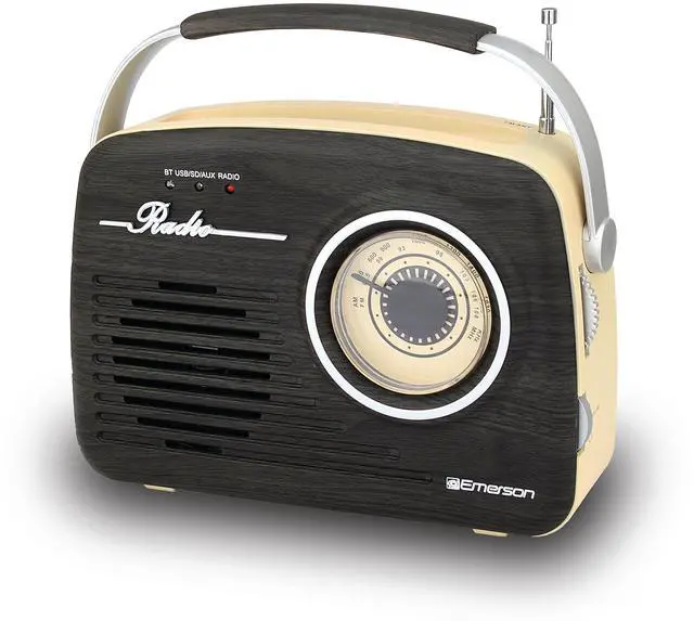 Alt view image 8 of 8 - Emerson EAS-3002-ES Portable Retro AM/FM Radio with Built-In Speaker and Rechargeable Battery - Espresso