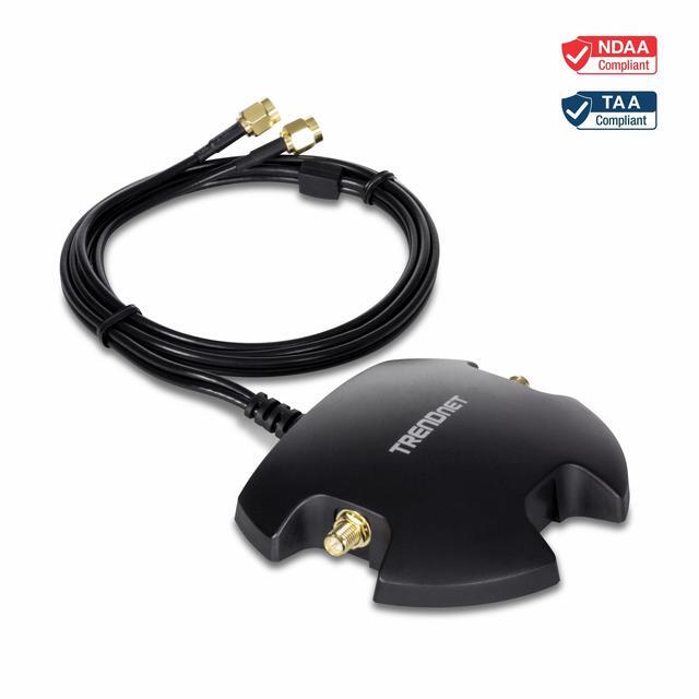 Alt view image 11 of 11 - TRENDnet TEW-LB101, Magnetic Dual Antenna Mounting Base Stand RP-SMA Female with RP-SMA Male Extension Cable 1m (3.3 ft.), Black