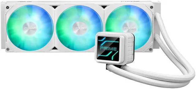 Alt view image 15 of 15 - Asus Prime LC 360 ARGB White Edition Cooling Fan/Radiator/Water Block/Pump - 3 x Fan(s) - 75.70 CFM Maximum Airflow - 2200 rpm - Liquid Cooler Cooler - Compatible Intel Socket: Socket LGA-1851, LGA-17