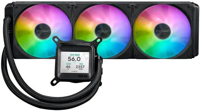 Alt view image 15 of 15 - Asus PRIME LC 360 ARGB LCD Cooling Fan/Radiator/Water Block/Pump - 3 x Fan(s) - 77.22 CFM Maximum Airflow - 2500 rpm - Compatible Intel Socket: Socket LGA-1851, LGA-1700, LGA-1200, LGA-115X - Compatib