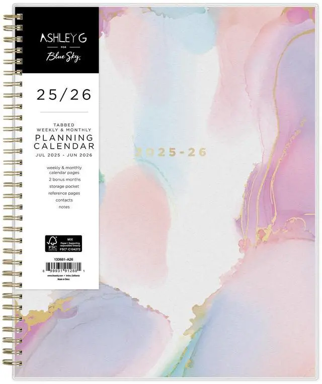 Main image of 2025-2026 Blue Sky Weekly/Monthly Academic Planner, 8-1/2" x 11", Multicolor Smoke Frosted, July 2025 To June 2026, 149046