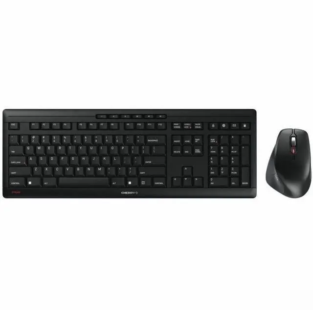 Alt view image 7 of 7 - CHERRY STREAM DESKTOP COMFORT Wireless Desktop Set, AES0128 Encrypted - Full Sized, Black, Whisper Quiet, Status LEDs, Multimedia Keys, Ergonomic Right-Hand 6 Button Mouse, 4000 dpi