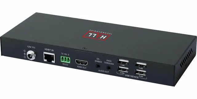 Alt view image 2 of 2 - Hall HDBaseT 2.0 Receiver with USB and Audio De-embedding - 230 ft Range - 1 x Network (RJ-45) - 1 x USB - 1 x HDMI Out - 1080p, 1080i, 720p - 4K - 4096 x 2160 - Twisted Pair - Category 7 - Wall Mount