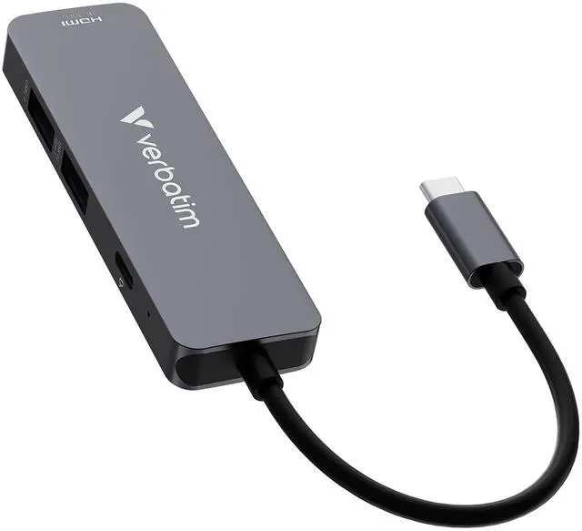 Alt view image 11 of 11 - Verbatim USB-C Essentials Multiport Hub - 4 Ports - Charging Capability - USB Type C - 4K @30Hz - 3840 x 2160 - 3 x USB Ports - 2 x USB Type-A Ports - USB Type-A - 1 x USB Type-C Ports - USB Type-C -