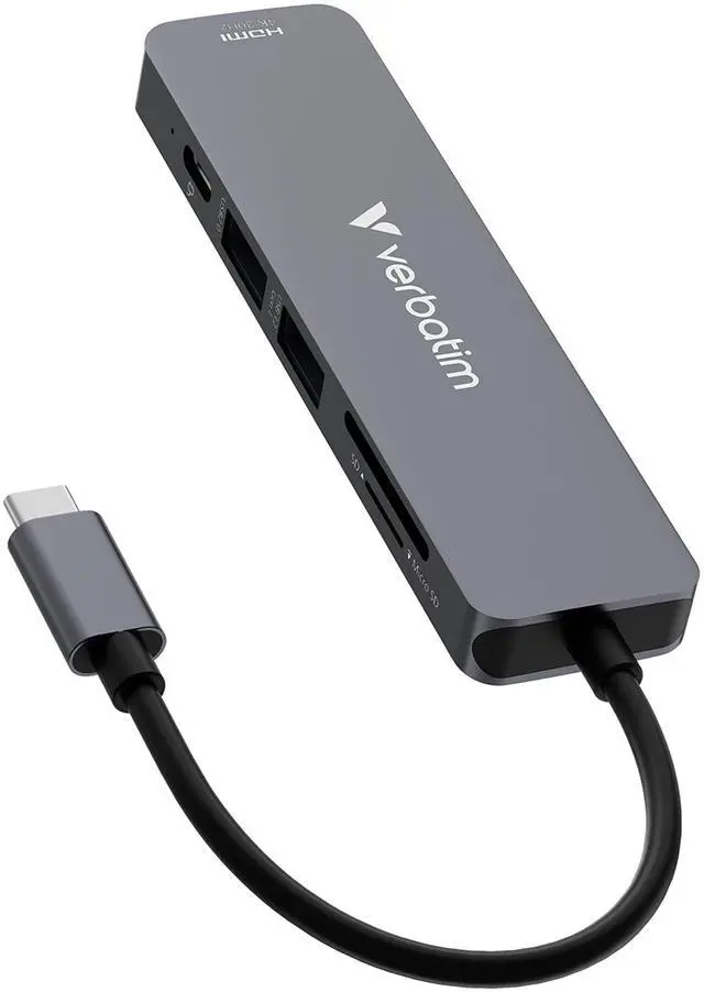 Alt view image 11 of 11 - Verbatim USB-C Essentials Multiport Hub- 6 Ports - for Camera - Charging Capability - Memory Card Reader - SD, microSD - USB Type C - 4K @30Hz - 3840 x 2160 - 3 x USB Ports - 2 x USB Type-A Ports - US