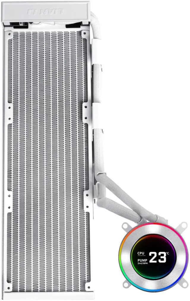 Alt view image 8 of 8 - Lian Li Hydroshift II 360 Liquid CPU Cooler - Flexible Slide-Tube Clamp Coolant Pathway - 2.1 IPS LCD Screen - 3 Control Mode - Fits Most PC Fans - LGA 1851/1700, AMD AM5/AM4 - Black (HS2LCD36W)