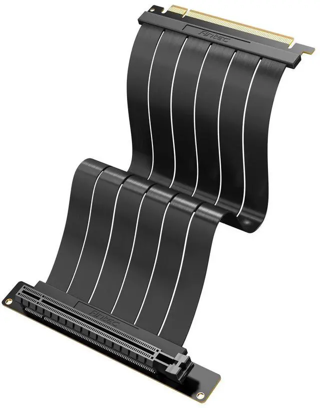 Alt view image 2 of 2 - Antec PCI-E 4.0 AT-RCAB-BK200-PCIE4-RTX40 Riser Cable RTX4090 RX6950XT Tested PCIe 4.0 x16 High Speed Flexible Extender Card Extension Port 90 Degree Adapter Black 200mm Compatible with RTX4090, RTX40