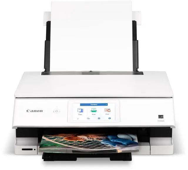 Alt view image 18 of 20 - Canon PIXMA TS8820 Wireless 3 In 1 White Home Printer with Color LCD Touchscreen
