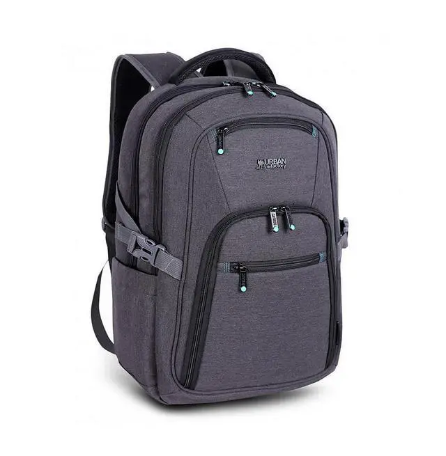Alt view image 3 of 3 - Urban Factory HTE17UF  Heavee Eco-Designed Dual Compartment Travel Backpack 17.3 with Rain Cover - For 10.5" to 17.3" Notebook, Tablet, Smartphone - Gray/Black