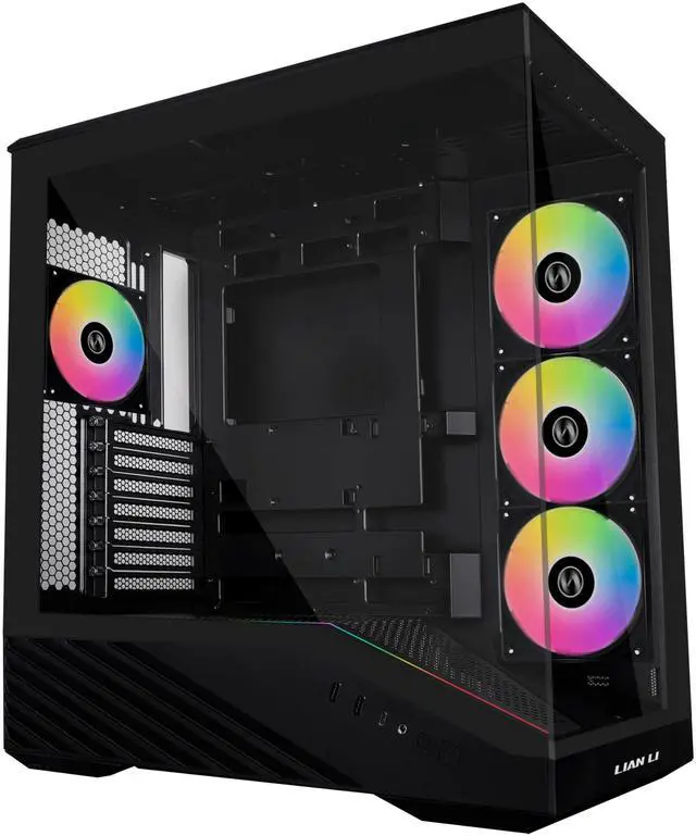 Alt view image 8 of 8 - Lian Li V100 ATX Mid-Tower PC Case, 4 x 120mm ARGB PWM Fans  Pre-Installed, LED RGB Strip, Display Platform with Tempered Glass, Support 420mm GPUs, 360mm Radiator, Optimized Airflow - Black (V100RX)