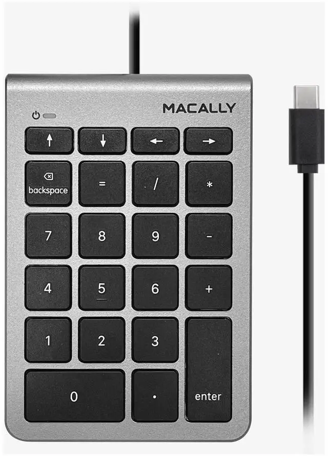 Alt view image 8 of 8 - Macally Wired USB C Numeric Keypad for Mac - Work Better - Type C Number Pad for MacBook Pro/Air, iMac, and PC - USB C Wired Number Pad with 5ft Cable and Arrow Keys - 10 Key USB Keypad for Laptop