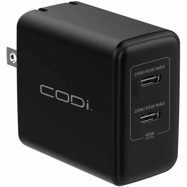 Alt view image 6 of 6 - CODi 45W Wall Charger Duel USB-C Charging Ports - Overcurrent, overload, overvoltage protection, and short circuit protection with auto-recovery
