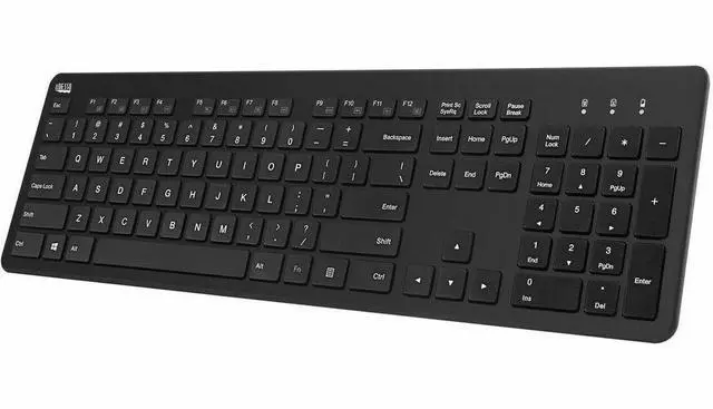 Alt view image 8 of 8 - Adesso 2.4Ghz Wireless Scissor Switch Desktop Keyboard - Wireless Connectivity - RF - 30 ft - 2.40 GHz - USB Type A Interface - 104 Key(s) - 7 Hot Key(s) - Multimedia, Internet, Play/Pause, Stop, Next