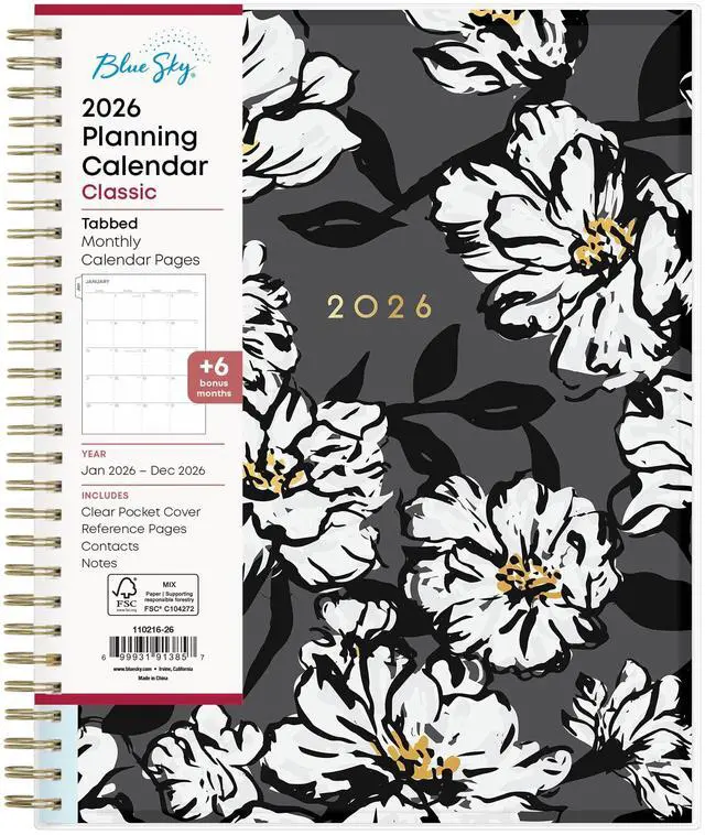 Main image of 2026 Blue Sky Monthly Planner, 8" x 10", Baccara Dark, January To December, 110216