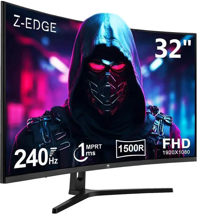 Alt view image 6 of 12 - Z-EDGE UG32P 32" 1080P Curved Gaming Monitor, 240Hz, 1ms, HDR10, FreeSync Compatible, HDMI x2, DP x1,Wall Mountable 75x75mm