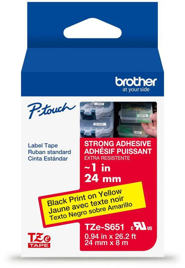 Alt view image 10 of 10 - Brother P-touch Extra-Strength TZe Tape Cartridge - - DiameterTape - Yellow - Water Resistant - Laminated - Customizable, Long Lasting, Strong, Durable, Abrasion Resistant, Chemical Resistant, Fade Re