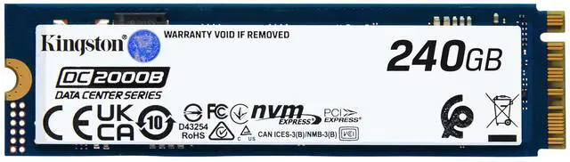 Alt view image 11 of 11 - Kingston DC2000B 240 GB Solid State Boot Drive M.2 2280 Internal PCI Express NVMe PCI Express NVMe 4.0 x4 Server Data Center Device Supported 0.4 DWPD 175 TB TBW 5 Year Warranty SEDC2000BYM8240G