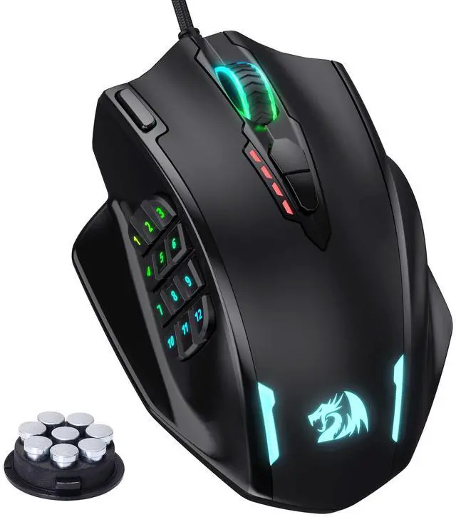 Alt view image 10 of 9 - Redragon M908 Impact RGB Gaming Mouse, 12400 DPI Wired Laser MMO Mouse with High Precision Actuation, 12 Macro Side Buttons and 16.8 Million Customized Breathing Backlight for PC/Laptop