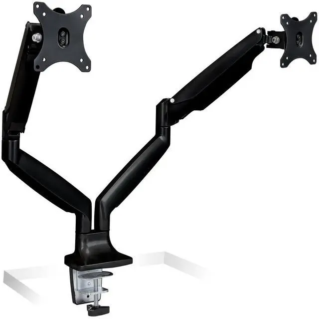 Alt view image 13 of 20 - Mount-It! Height Adjustable Dual Monitor Desk Mount Arms for 13" to 32" Monitors Black (MI-1772-BLACK)