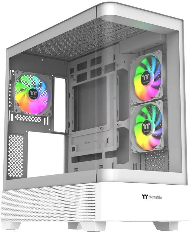 Main image of Thermaltake View 290; Mid Tower; 3x120mm ARGB Lite Fans Included; 360mm Radiator Support; 450mm GPU Clearance; Hidden Connector Support; Rotatable PCIe Slots; 200mm PSU Clearance; Snow; Ca-11G-00M6WN-00