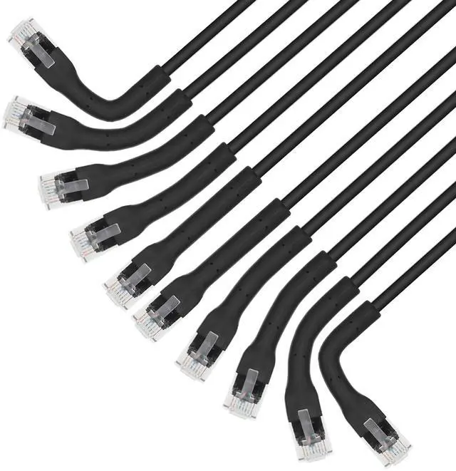 Alt view image 8 of 10 - Intellinet Cat6 U/UTP FlexiBoot Slim Network Patch Cable, 1 ft., Black, 10-Pack, 10G, 250 MHz, 100% Copper, 32 AWG, RJ45, Stranded, Highly Bendable, Gold-plated Contacts