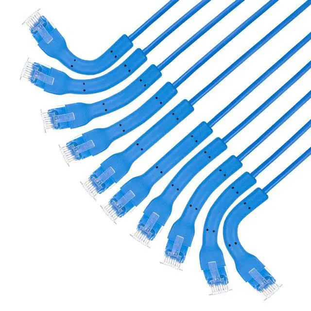 Alt view image 9 of 10 - Intellinet Cat6 U/UTP FlexiBoot Slim Network Patch Cable, 5 ft., Blue, 10-Pack, 10G, 250 MHz, 100% Copper, 32 AWG, RJ45, Stranded, Highly Bendable, Gold-plated Contacts