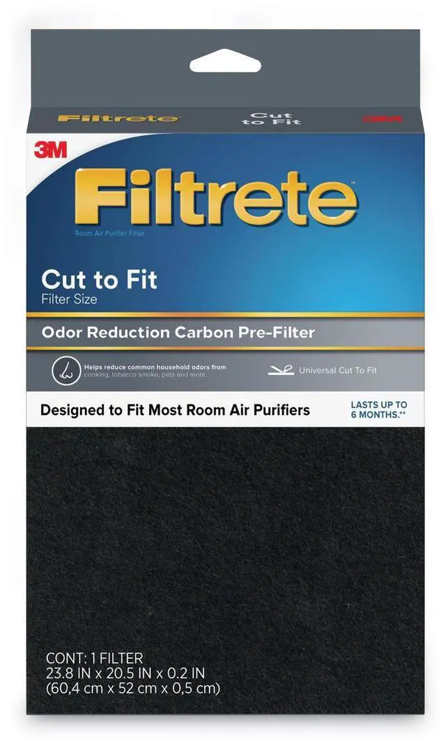 Alt view image 2 of 2 - 3M FAPF-UCTFN-4 Filtrete Odor Reduction Carbon Pre-Filter Room Air - HEPA/Activated Carbon - For Air Purifier