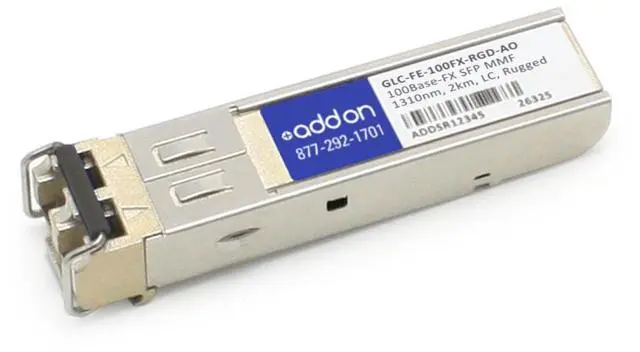 Alt view image 11 of 17 - AddOn Cisco GLC-FE-100FX-RGD Compatible 100Base-FX SFP Transceiver (MMF, 1310nm, 2km, LC, Rugged)