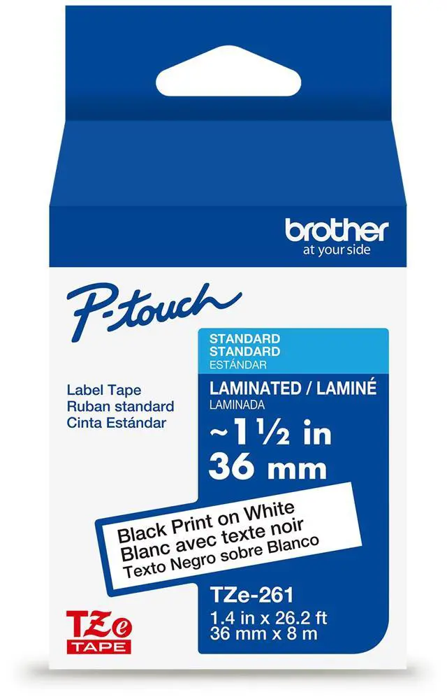 Alt view image 8 of 8 - Brother Genuine P-touch TZe261 BK on WHT Label Tape Laminated 36mmX8m