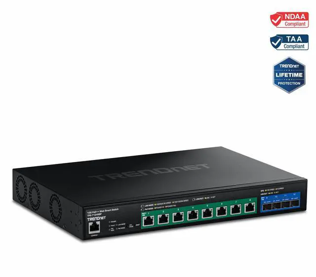 Alt view image 7 of 7 - TRENDnet TPE-7124SBF 12-Port 10G PoE++ Web Smart Switch (720W)