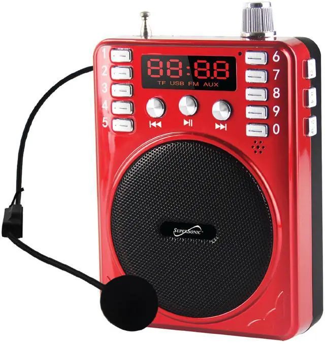 Alt view image 5 of 6 - Supersonic Bluetooth Portable PA System Red